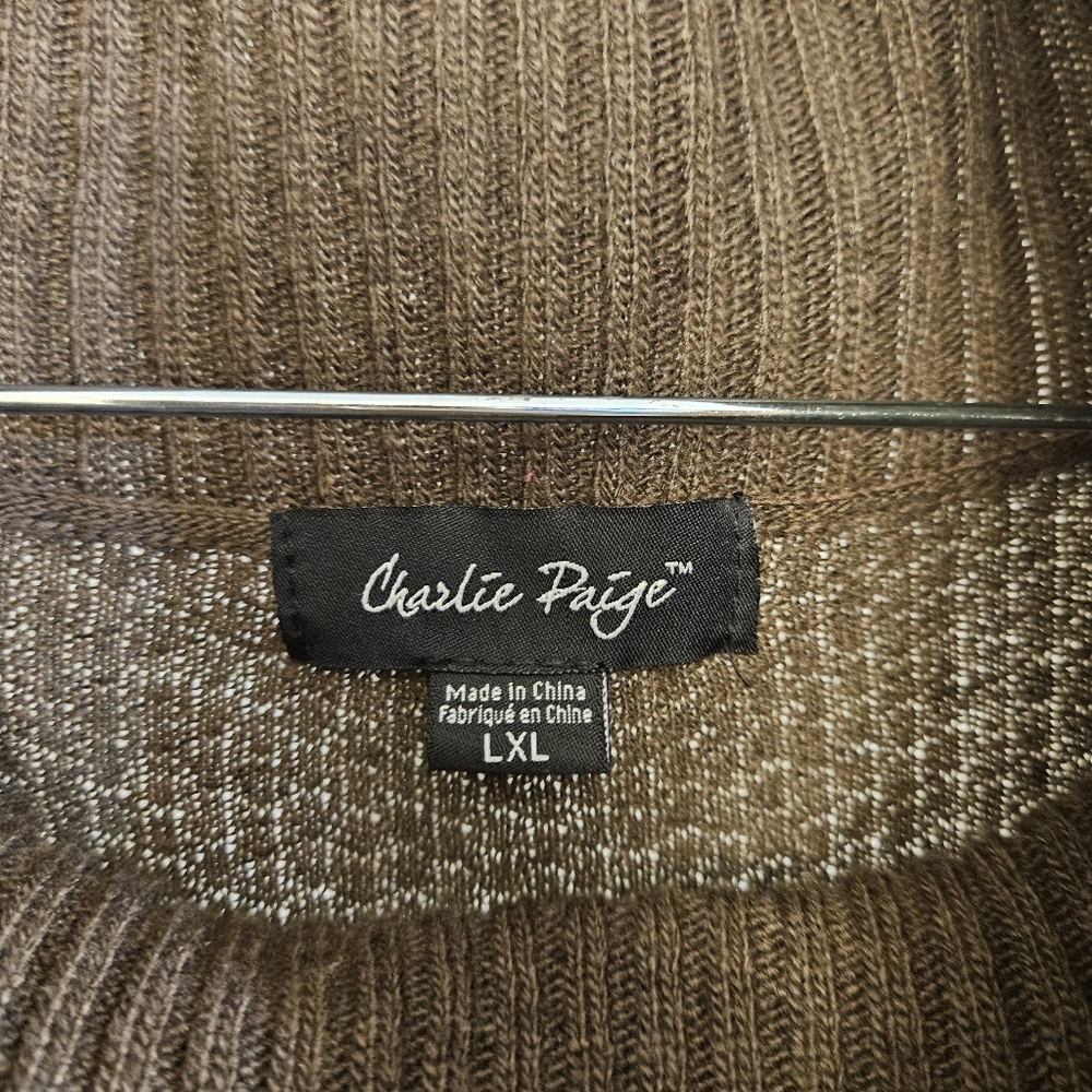 Charlie Paige LXL Cowl Neck Sweater Dress in Mocha AE-1611 - Picture 10 of 11